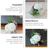 Decorative Flowers 2pcs Artificial Brooch Wedding Rose Boutonniere Pin For Groom Bridesmaid Business Meeting Decoration ( White )