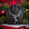 Necklace Earrings Set Floral Zircon Wedding Choker Necklaces And For Women Accessories