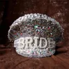 Beralar Bejeweled Captain Hat Crystals Sailor Disco House Kokteyl Partileri Tatil Işıltılı Gelin 57bd
