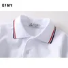 Kids Boys Lapel Short Sleeved White T-Shirt Tops Summer Cotton Childrens 폴로 셔츠 소년 Blouses et Chemises 240326