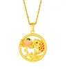 Naszyjniki wiszące moda złota kolor ryb w lotosu naszyjnik dla kobiet dziewczęta bezpieczeństwo bezpieczeństwo zdrowe witalność Dobra szczęśliwa biżuteria Prezenty urodzinowe Prezenty