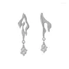 Stud Earrings Ins Niche Design With A Minimalist And Asymmetrical Flame Bleeding Zircon S925 Sterling Sier For Women Drop Delivery Jew Dhvwl