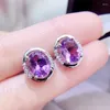 Kolczyki do stadnastki Naturalne Purple Amethyst Kodek owalny Styl 7 9 mm 1,8ct 2pcs kamień szlachetny 925 Srebrna srebrna biżuteria L243165