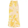 Maillots de bain pour femmes rétro jaune bikini imprimé mode une pièce maillot de bain et couvrir avec jupe bandage serré été plage luxe élégant