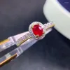 Cluster-Ringe KJJEAXCMY Feiner Schmuck S925 Sterling Silber eingelegter natürlicher Rubin Mädchen Klassischer verstellbarer Ring Unterstützungstest chinesischer Stil