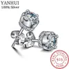 YANHUI Luxury 100% Original 925 Sterling Silver Stud Earring 5A Grade Cubic Zirconia Earring For Women Gift Wedding Jewelry213z