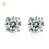 Dropshipping Orecchini Moissanite Gioielleria raffinata 10k 14k Oro reale d Colore Moissanite Solitaire Orecchini con diamanti Vite Bac