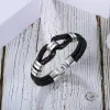 Armbanden Jewelora gepersonaliseerde mannen lederen armband met aangepaste kralen roestvrijstalen gegraveerde armbanden voor mannen mannelijke sieraden geschenken