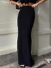 スカートclaciveエレガントなスリムな黒人女性のスカート2024ファッションハイウエストオフィス長いカジュアルシンプルファルダ服