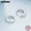 Hoop -Ohrringe Wostu Original 925 Sterling Silber Minimalist goldplattiertes Accessoire für Frauen tägliche Party Fein Schmuck 8mm 8mm