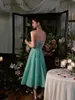 캐주얼 드레스 도파민 소녀 블루 스팽글 반짝이는 반짝이는 드릴 체인 끈이없는 드레스 프랑스 달콤한 기질 생일 여름