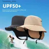 Brede rand hoeden emmer hoeden UPF50+ grote randbare afneembare vissermans hoed fietsen safari avontuur vissen snel droge hoed zonnebrandcrème nekbeschermer surfen c l240402