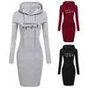 Sweats à capuche pour femmes Sweatshirts femmes genou longueur poches robe à capuche chaud Sweat-shirt à manches longues côté zip décolleté simple décontracté sport jupe 240401