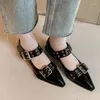 Casual Shoes Women Mary Janes Flats Shallow Pointed Toe Summer Designer Brand Sandals 2024 Lolita Dress Walking Chaussures Femme