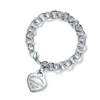 Marque originale TFF 925 chaîne épaisse en argent Sterling en forme de coeur OT boucle Braceletiffay amour Style bijoux Bracelet diffusion en direct