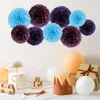 Decorazione per feste Set da 9 pezzi Palline di fiori con pompon di carta blu da 12 pollici per compleanno