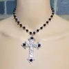 Pendant Necklaces Gothic Vampire Cross Charm Necklace For Women Mystery Pagan Witch Jewelry Accessories Gifts Goth Rosary Choker