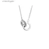 Top Luxury Fine 1to1 Collana di design originale per donna Doppio anello Collana in argento sterling S990 per calcio femminile Argento Design di nicchia Gioielleria raffinata di lusso