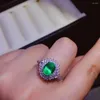 Cluster Rings KJJEAXCMY Fine Jewelry Natural Emerald 925 Sterling Silver Adjustable Gemstone Women Ring Support Test Trendy Noble