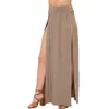 Collectie Hoge Taille Sexy Dames Dubbele Splitten Zomer Effen Lange Maxi Rok Groothandel 51 Valentijnsdag Geschenken 240318