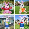 Easter Bunny Inflatable Decorations Blow Up Easter Colorful Eggs Build-in LED DIY Garden Yard Lawn Indoor Outdoor Party Decor 240322