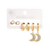 Studörhängen Böhmen Rostfritt stål Cirkel Hoop Earring Set Gold Color Heart Fjäril