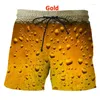 Shorts pour hommes été 3D bière impression personnalité drôle pantalons de plage mode décontracté graphique