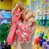 Creative internet celebrity acrylic strawberry bear exquisite keychain soft rubber cute little bear couple key accessories