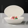 Tallrikar Pure White Threaded Clam Shell Ceramic Dinner Plate Restaurant Dessert Salad Molecular Cuisine Creative Table Seary