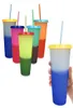 24oz Color Changing Cups PP Temperature Sensing Cups Skinny Tumblers Coffee Cup Mug Water Bottles With Straws ZZA8453121896