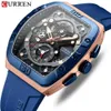 Wristwatches CURREN Luxury Sports Quartz Wristes for Men Colorful Multi Functional Tonneau Type with Auto Date L240402