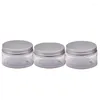 Bouteilles de stockage Conteneurs Bouteille de recharge transparente 50G 80G100G 120G 150G 200G 250G Pots de crème vides Pots en plastique cosmétiques Couvercles en aluminium