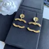 18K Vergulde Ontwerpers Messing Oorbellen Letter Oor Stud Dames Kristal Parel Geometrische Oorbel Geometrie Oorhaakje Bruiloft Feest Sieraden Geschenken