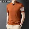 Polos masculinos camisa polo de luxo europeu 2024 verão masculino camiseta de malha pescoço listra casual marca legal roupastraceles