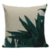 Oreiller plante couverture tropicale Jungle feuilles vertes maison canapé oreillers décoratifs carré lin impression personnalisé jeter 45Cm x 45Cm