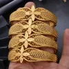 Armreifen 24K 4pcs/Los Dubai Gold Farbwälzes für Frauen Männer Afrikanische Nahe Osten Armreifen Armbänder Äthiopischer Schmuck