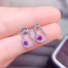 Studörhängen Natural Real Purple Amethyst Earring Cucurbit Style 3 3mm 0.15CT 2st Gemstone 925 Sterling Silver Fine Jewelry L243171