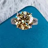 Anéis de cluster Inbeaut Classic 4 Garra 925 Prata Excelente Corte 5 Ct Passe Diamante Teste Qualidade Amarelo Moissanite Anel de Casamento Mulheres Finas