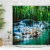 Rideaux de douche esthétique montagne eau paysage océan pleine lune forêt cascade paysage plante florale salle de bain décor