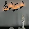 Castiçais preto música nota arte de parede 4 pcs ferro castiçal ornamentos arandela musical