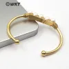 Bangles WTB486 Natural Freshwater Pearl Bracelet pearl wire wrapped bangle Gold Electroplated Bangle Fashion Woman Jewelry