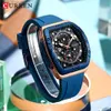 Wristwatches CURREN Luxury Sports Quartz Wristes for Men Colorful Multi Functional Tonneau Type with Auto Date L240402