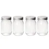 Storage Bottles 4Pcs Clear Jam Glass Mason Jars Caviar Milk Sealed Containers (380ML)