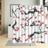 Rideaux de douche romantique Rose Rose plante florale fleur de pêche fleurs de cerisier décor de salle de bain imperméable avec 12 crochets