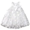 3D Butterfly Hanging Dress for Children and Girls 2023 Summer Fashion Baby Girl Fashion White Princess Sleeveless Dress 240402