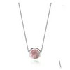 Chains Foyuan Sier Color Sweet Stberry Crystal Necklace Valentines Day Jewelry Pink Drop Delivery Necklaces Pendants Dhqck