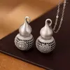 Hängsmycken klassisk vintage ihålig lotus blommor kalebass halsband hänge klavikel thailändsk silver 925 kedja utsökt unisex stil smycken smycken