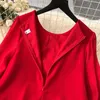 Casual Jurken Zomer Borduurbloem Mini-jurk Dames O-hals Lange mouw Rood Zwart Kantoor Dame Werkkleding A-lijn Feestjurk 7019