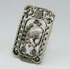 Decorative Figurines Old Collect Miao Silver Chinese Bat And Cattle Sculpture Antique Pendant