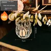 Świece Nordic Medieval Tulip White Glass Holder Romantyczny retro przezroczysty stół do herbaty świece domowe akcesoria do dekoracji prezent